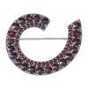 Silver brooch with czech garnet, rhodium plated - spiral                                            