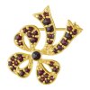 Silver brooch with czech garnet, gold plated - bow                                                  