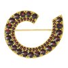 Silver brooch with czech garnet, gold plated - spiral                                               