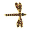 Silver brooch with czech garnet, gold plated, animal - dragonfly                                    