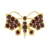 Silver brooch with czech garnet, gold plated, animal - butterfly                                    