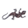 Silver brooch with czech garnet, rhodium plated, animal - gecko                                     