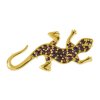 Silver brooch with czech garnet, gold plated, animal - gecko                                        
