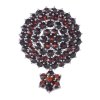 Silver brooch with czech garnet, rhodium plated - circle                                            