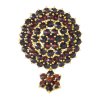 Silver brooch with czech garnet, gold plated - circle                                               