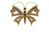Silver brooch with czech garnet, gold plated, animal - butterfly                                    