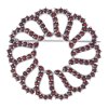 Silver brooch with czech garnet, rhodium plated - circle                                            