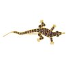 Silver brooch with czech garnet, gold plated, animal - gecko                                        