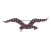 Silver brooch with czech garnet, rhodium plated, animal - bird                                      