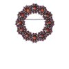 Silver brooch with czech garnet, rhodium plated - circle                                            