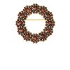 Silver brooch with czech garnet, gold plated - circle                                               