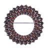 Silver brooch with czech garnet, rhodium plated - circle                                            