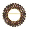 Silver brooch with czech garnet, gold plated - circle                                               