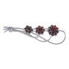 Silver brooch with czech garnet, rhodium plated - flower