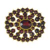 Silver brooch with czech garnet, gold plated - oval                                                 