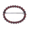 Silver brooch with czech garnet, rhodium plated - oval                                              