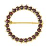 Silver brooch with czech garnet, gold plated - circle                                               