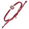 Silver woven bracelet with czech garnet, rhodium plated - knot