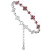 Silver bracelet with czech garnet, rhodium plated - flower                                          