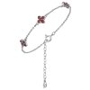 Silver bracelet with czech garnet, rhodium plated - flower                                          