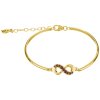 Silver bracelet with czech garnet, gold plated - infinity                                           