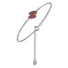 Silver bracelet with czech garnet, rhodium plated - oval                                            