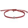 Silver woven bracelet  with czech garnet, rhodium plated - ball