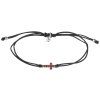 Silver woven bracelet  with czech garnet, rhodium plated - cross