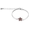 Silver bracelet with czech garnet, gold plated - flower                                             