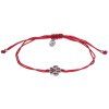 Silver woven bracelet  with czech garnet, rhodium plated - paw