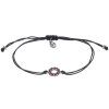 Silver woven bracelet with czech garnet, rhodium plated - circle