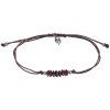 Silver woven bracelet with czech garnet, rhodium plated