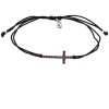 Silver bracelet Shamballa with czech garnet, rhodium plated - cross                                 