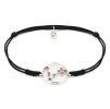 Silver bracelet Shamballa with czech garnet, rhodium plated, zodiac sign - fish                     