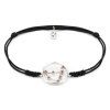Silver woven bracelet  with czech garnet, rhodium plated, zodiac sign - capricorn
