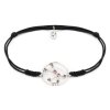 Silver bracelet Shamballa with czech garnet, rhodium plated, zodiac sign - bull                     