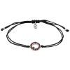 Silver woven bracelet  with czech garnet, rhodium plated - circle