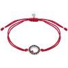 Silver woven bracelet  with czech garnet, rhodium plated - circle