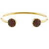 Silver bracelet with czech garnet, gold plated - circle                                             