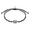 Silver woven bracelet  with czech garnet, rhodium plated - heart