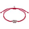 Silver bracelet Shamballa with czech garnet, rhodium plated - heart                                 