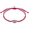 Silver woven bracelet  with czech garnet, rhodium plated - heart