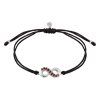Silver woven bracelet  with czech garnet, rhodium plated - infinity