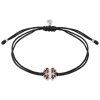 Silver woven bracelet with czech garnet, rhodium plated - four-leaf clover