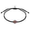 Silver woven bracelet  with czech garnet, rhodium plated - flower