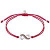 Silver woven bracelet with czech garnet, rhodium plated - infinity