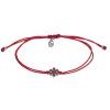 Silver woven bracelet with czech garnet, rhodium plated - flower