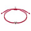 Silver bracelet Shamballa with czech garnet, rhodium plated - heart                                 