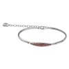 Silver bracelet with czech garnet, rhodium plated - line                                            