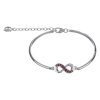 Silver bracelet with czech garnet, rhodium plated - infinity                                        